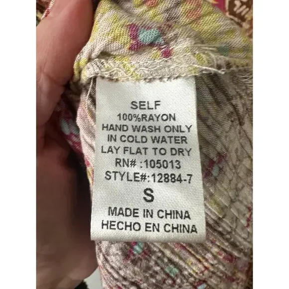 Savanna Jane S Aztec Floral Embroidered Top Bell Sleeve Shirt Tunic Boho D45 - Picture 6 of 8